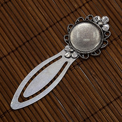 20mm Clear Domed Glass Cabochon Cover for Antique Silver DIY Alloy Portrait Flower Bookmark Making DIY-X0126-AS-NR-1
