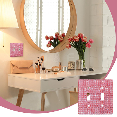 Plastic Rhinestone Receptacle Outlet Wall Plate AJEW-WH0696-349-1