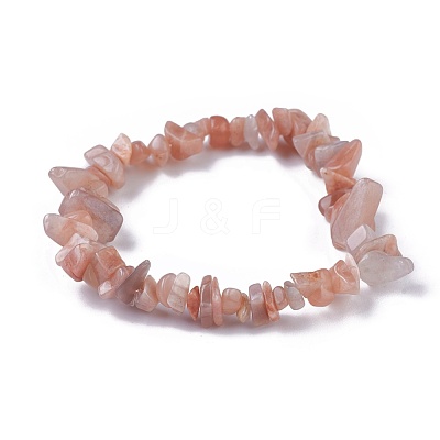 Natural Sunstone Beads Stretch Bracelets X-BJEW-JB04152-01-1