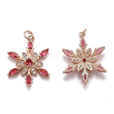 Brass Cubic Zirconia Pendants X-ZIRC-O044-02E-RG-1