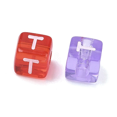 Spray Painted Transparent Acrylic Beads MACR-K365-07T-1
