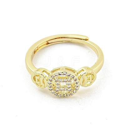 Brass Micro Pave Cubic Zirconia Adjustable Rings for Women RJEW-I103-036G-1