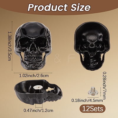 12 Bags Alloy Decorative Rivets BUTT-CL0001-07B-1