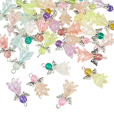 32Pcs 8 Colors Acrylic & Glass Pendants PALLOY-TAC0175-1