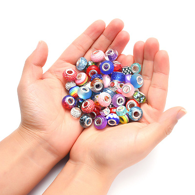 Acrylic & Resin & Polymer Clay Rhinestone European Beads FPDL-S015-04F-1