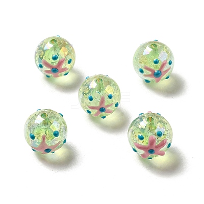 AB Color Transparent Crackle Acrylic Round Beads LS-OACR-A013-04D-1