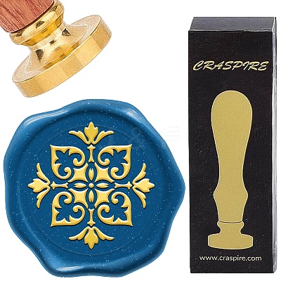 Brass Wax Seal Stamp with Wood Handle AJEW-WH0412-0288-1