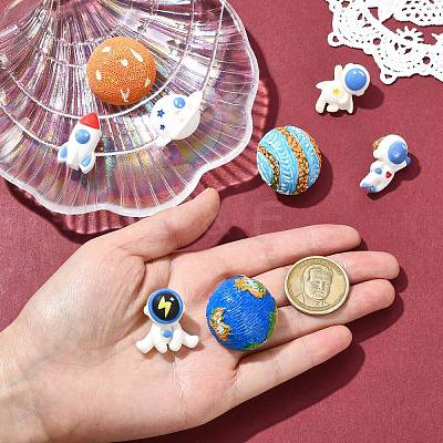 8Pcs 8 Styles Space Astronaut Theme Resin Lapel Pins for Backpack Clothes JEWB-CJ0003-49-1