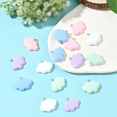 15Pcs 5 Colors Resin Pendants RESI-YW0005-57-1