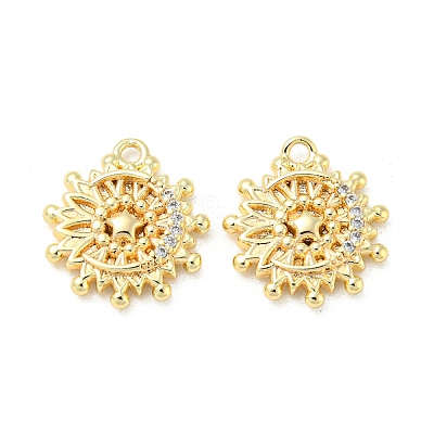 Brass Micro Pave Clear Cubic Zirconia Charms KK-H460-28G-1
