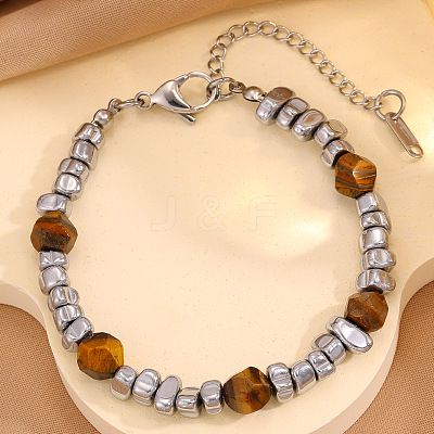 304 Stainless Steel and Acrylic Nuggets Beaded Bracelets for Men WG97E6A-04-1