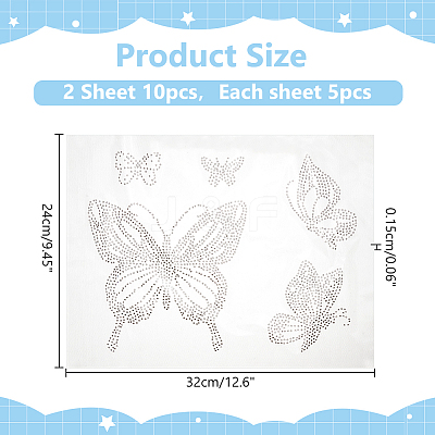Butterfly Glass Hotfix Rhinestone FIND-WH0420-123-1