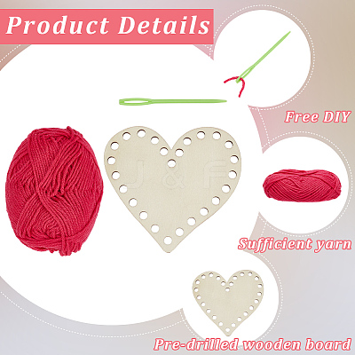 DIY Heart Wood Knitting Loom Kits DIY-CY0003-10B-1