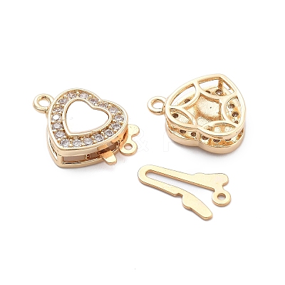 Brass Micro Pave Clear Cubic Zirconia Box Clasps KK-B125-32G-1