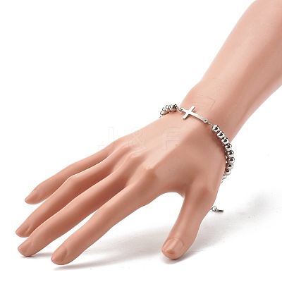 Tarnish Resistant Cross Link Bracelets for Men Women BJEW-JB06687-02-1