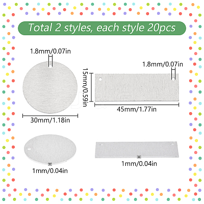 40Pcs 2 Styles Aluminum Pendants FIND-SC0010-22-1
