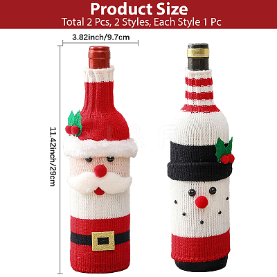2Pcs 2 Styles Christmas Acrylic Fiber Wine Bottle Sleeve AJEW-CN0005-56-1