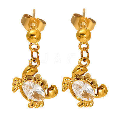 Ocean 304 Stainless Steel Pave Clear Cubic Zirconia Stud Dangle Earrings for Women WG7B930-03-1