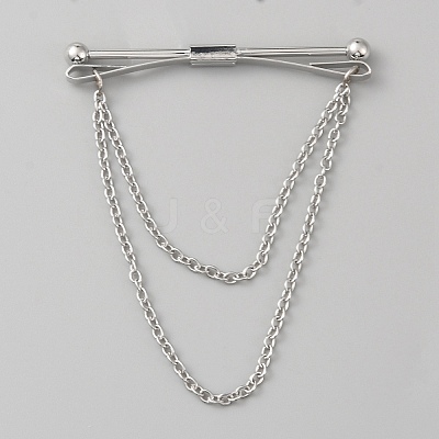 Brass Hanging Chains Collar Pins Tie Clips AJEW-WH0401-65P-1