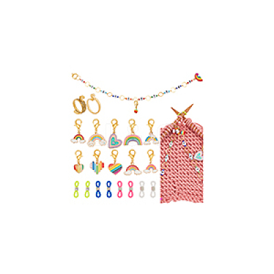 Rainbow DIY Knitting Tool Sets HJEW-NB00058-1
