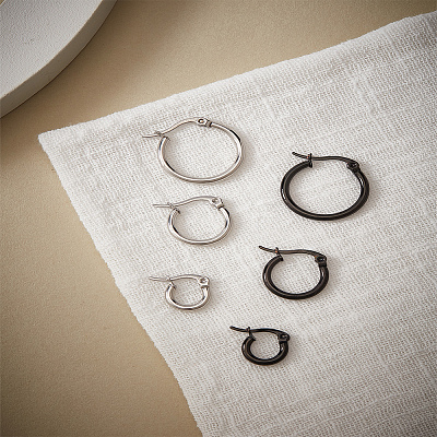 6 Pairs 6 Style Stainless Steel Ring Hoop Earrings for Women EJEW-LP0001-41-1