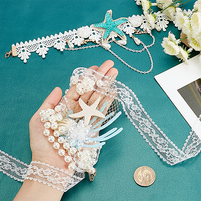 2Pcs Lace Headbands & Lace Cloth Choker Necklaces DIY-GF0004-63-1