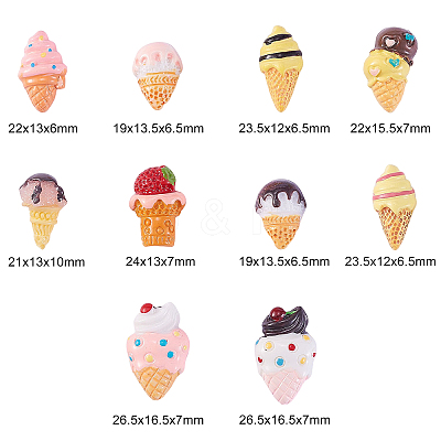 50Pcs 10 Styles Resin Decoden Cabochons RESI-CJ0001-230-1