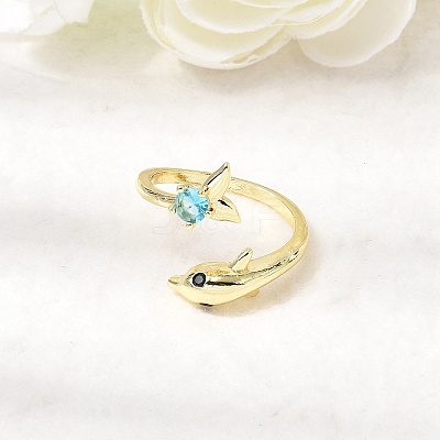 Brass Micro Pave Cubic Zirconia Cuff Rings for Women RJEW-K312-01A-G-1