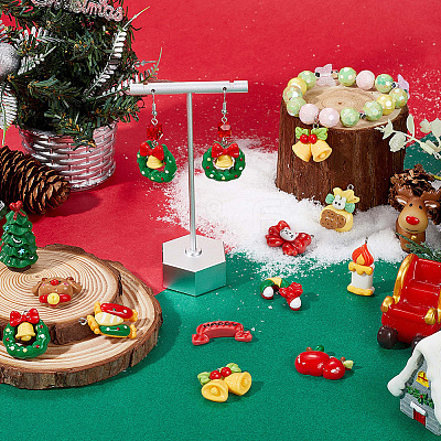 40Pcs 10 Styles Christmas Theme Plastic Pendants FIND-SC0011-40-1
