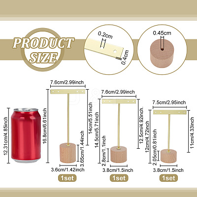 3 Sets 3 Styles Iron T Bar Earring Display Stands EDIS-FG0001-73A-1