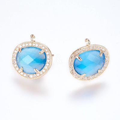 Brass Micro Pave Cubic Zirconia Stud Earring Findings ZIRC-G116-27-A01-1