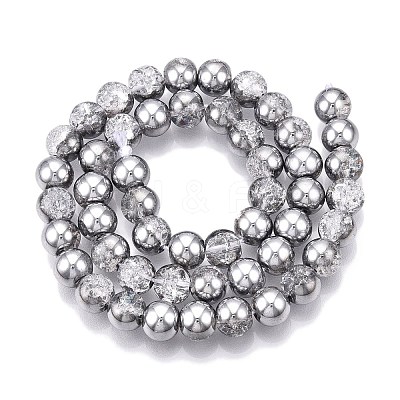 Electroplated Crackle Glass Beads Strands EGLA-N014-8mm-03-1