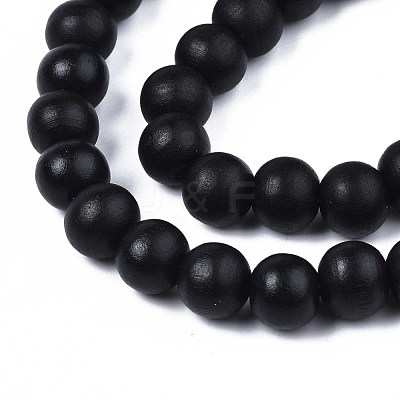 Painted Natural Wood Beads Strands WOOD-S053-54A-1