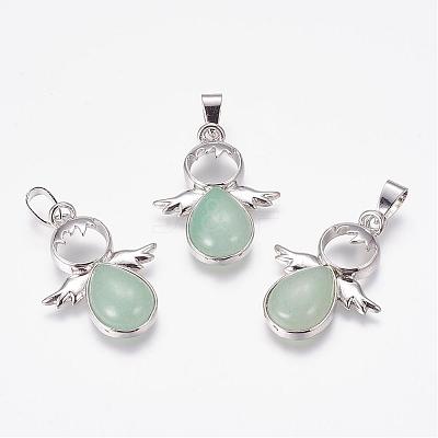 Natural Green Aventurine Pendants G-G651-A13-1