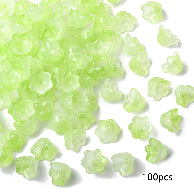100Pcs Transparent Two Tone Spray Painted Glass Bead Caps GLAA-YW0005-18F-1