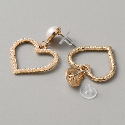 Plastic Imitation Pearl Beaded Geometry Dangle Stud Earrings EJEW-WH0013-57C-1