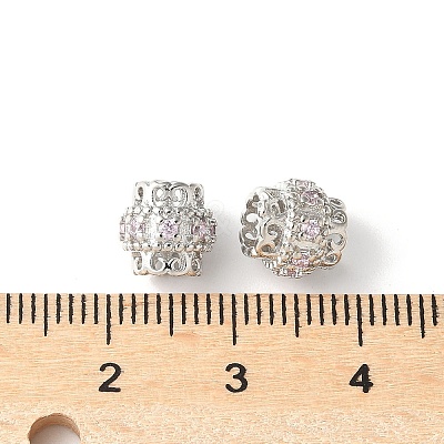 Brass Micro Pave Cubic Zirconia European Beads KK-U067-08P-05-1