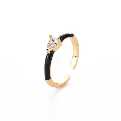 Brass Enamel Cuff Rings RJEW-T016-27B-NF-1