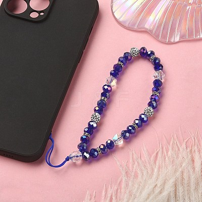 Rondelle Glass & Polymer Clay Rhinestone Beads Phone Hand Strap Chains HJEW-YW0001-05B-1