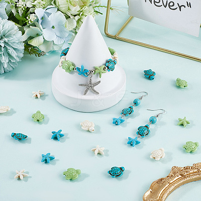120Pcs 6 Styles Dyed Synthetic Turquoise Beads G-SC0003-50-1