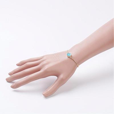 Electroplated Natural & Dyed Druzy Agate Slider Bracelets BJEW-JB02764-1