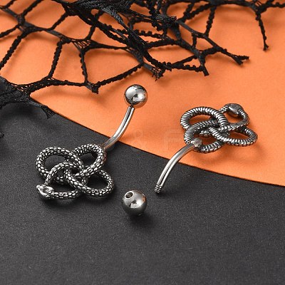 Snake 316 Surgical Stainless Steel Belly Button Rings EJEW-G416-18A-AS-1