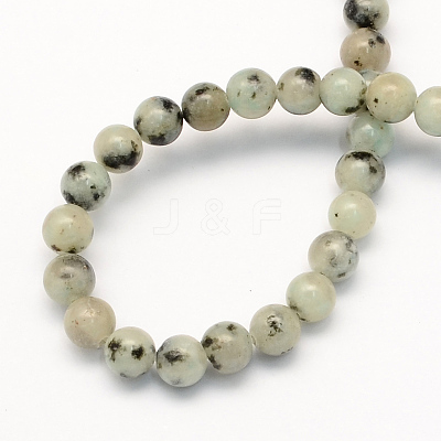 Natural Sesame Jasper/Kiwi Jasper Round Beads Strands G-S168-6mm-1