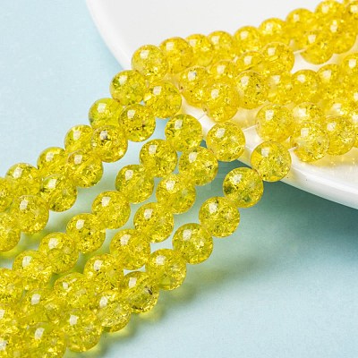 Spray Painted Crackle Glass Beads Strands CCG-Q001-8mm-10-1