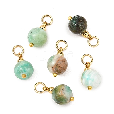Natural Green Line Jasper Pendants PALLOY-JF06020-01-1