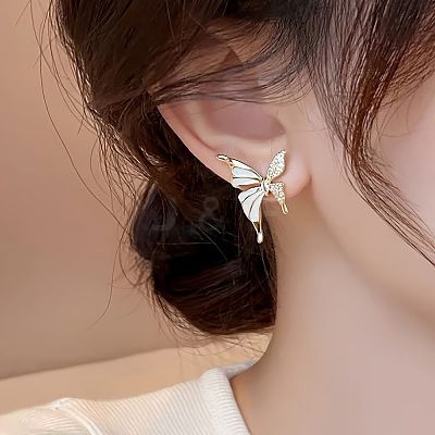 Butterfly Alloy Enamel Stud Earrings FS-WGA0046-01-1