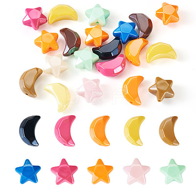 20Pcs 2 Styles Opaque Acrylic Beads OACR-TA0002-98-1