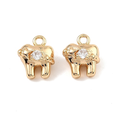 Brass Micro Pave Cubic Zirconia Charms KK-C155-22G-1