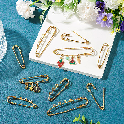 6 Styles 304 Stainless Steel Safety Pins Brooch Findings STAS-TA0006-12G-1