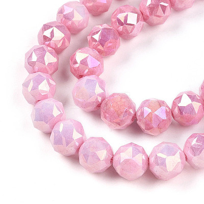 Anti-Tarnish Electroplate Glass Beads Strands GLAA-N010-8mm-09-1